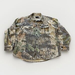 Vintage Rattlers Brand Shirt Mens L Realtree Camo Chamois Hunting 90s